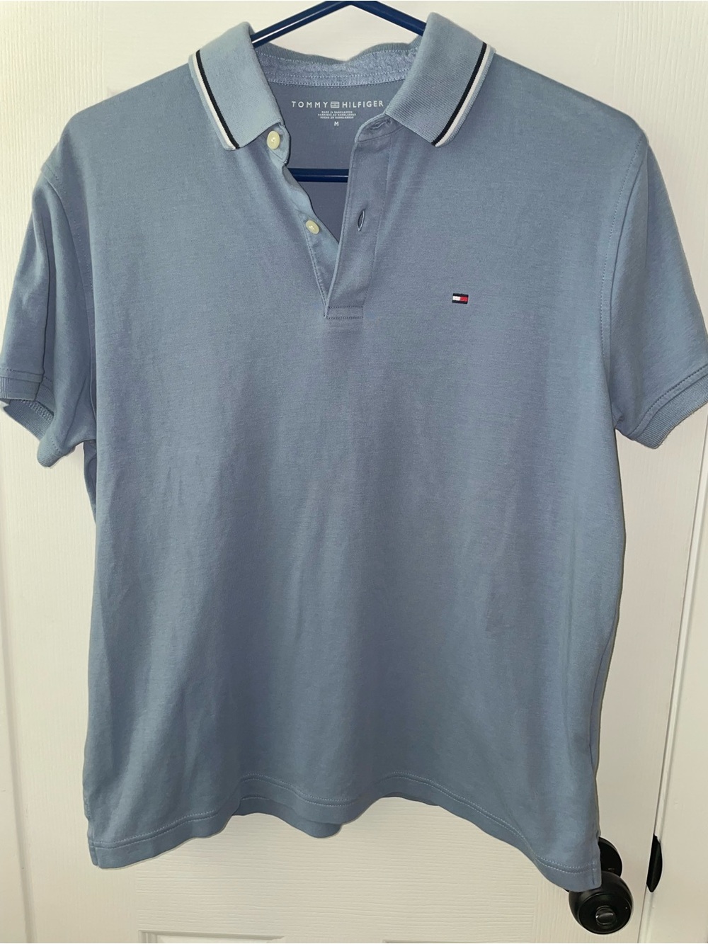 Tommy Hilfiger Light Blue Polo with Contrast Collar Trim